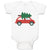 Baby Clothes Red Car and Green Christmas Tree on Roof Baby Bodysuits Cotton