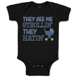 Baby Clothes They See Me Strollin' They Hatin' Baby Carriage Baby Bodysuits
