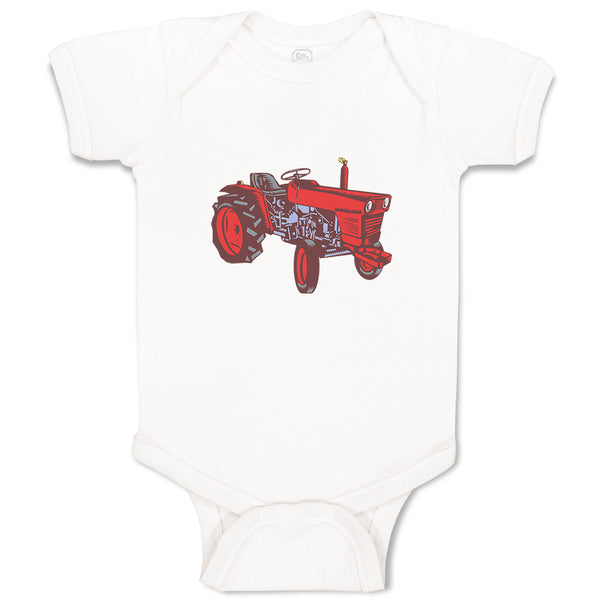 Baby Clothes Vintage Tractor Red Car Auto Baby Bodysuits Boy & Girl Cotton