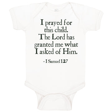 Baby Clothes Prayed for Child Lord Has Granted Me Jewish Baby Bodysuits Cotton