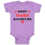 Baby Clothes Most Eligible Bachelor with Lipstick Kiss Baby Bodysuits Cotton