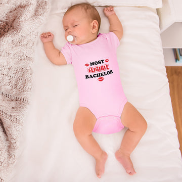 Baby Clothes Most Eligible Bachelor with Lipstick Kiss Baby Bodysuits Cotton