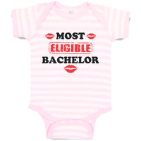 Baby Clothes Most Eligible Bachelor with Lipstick Kiss Baby Bodysuits Cotton