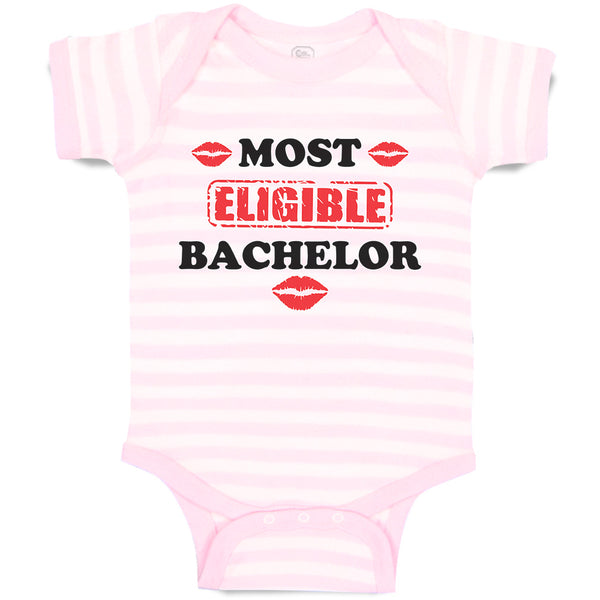 Baby Clothes Most Eligible Bachelor with Lipstick Kiss Baby Bodysuits Cotton