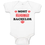 Baby Clothes Most Eligible Bachelor with Lipstick Kiss Baby Bodysuits Cotton