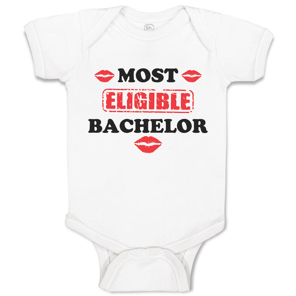 Baby Clothes Most Eligible Bachelor with Lipstick Kiss Baby Bodysuits Cotton