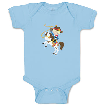 Baby Clothes Cowboy White Horse Blonde Baby Bodysuits Boy & Girl Cotton
