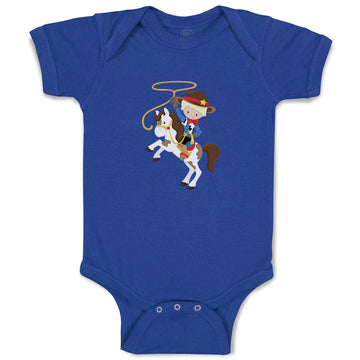 Baby Clothes Cowboy White Horse Blonde Baby Bodysuits Boy & Girl Cotton