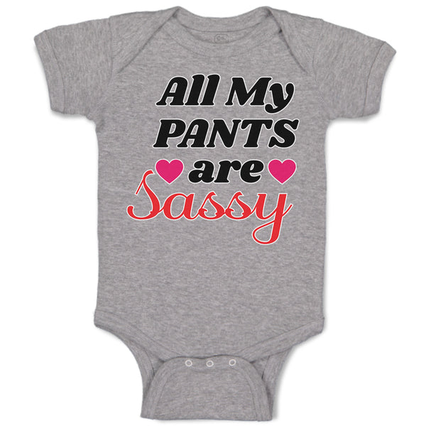 Baby Clothes All My Pants Are Sassy with Pink Heart Symbol Baby Bodysuits Cotton