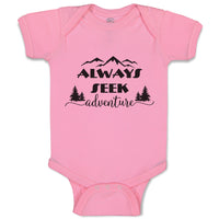 Baby Clothes Always Seek Adventure An Silhouette Trees and Mountains Cotton