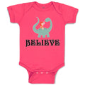 Baby Clothes Believe A Girl Sitting on An Cute Baby Brontosaurus Dinosaur Cotton