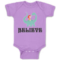 Baby Clothes Believe A Girl Sitting on An Cute Baby Brontosaurus Dinosaur Cotton