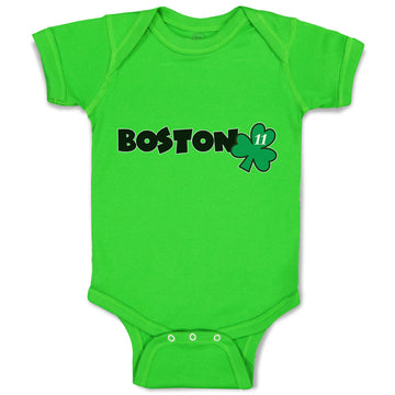 Baby Clothes Grunge Clover Boston Shamrock Leaf St. Patricks Day Symbol Cotton