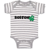 Baby Clothes Grunge Clover Boston Shamrock Leaf St. Patricks Day Symbol Cotton