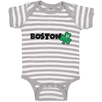 Baby Clothes Grunge Clover Boston Shamrock Leaf St. Patricks Day Symbol Cotton