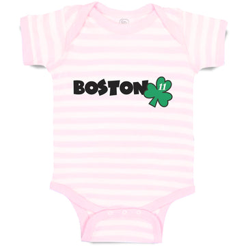 Baby Clothes Grunge Clover Boston Shamrock Leaf St. Patricks Day Symbol Cotton