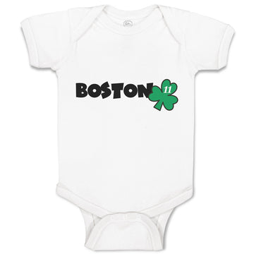 Baby Clothes Grunge Clover Boston Shamrock Leaf St. Patricks Day Symbol Cotton