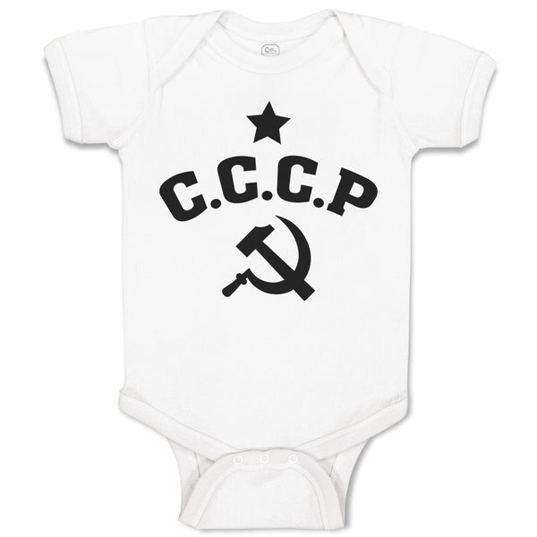 Baby Clothes C.C.C.P Symbol Hammer Sickle and Silhouette Star Baby Bodysuits