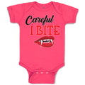 Baby Clothes Halloween Warns Careful I Bite with Mouth, Red Lips and Sharp Teeth
