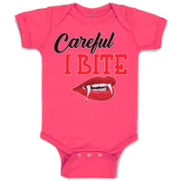 Halloween Warns Careful I Bite with Mouth, Red Lips and Sharp Teeth