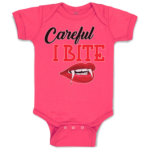 Halloween Warns Careful I Bite with Mouth, Red Lips and Sharp Teeth