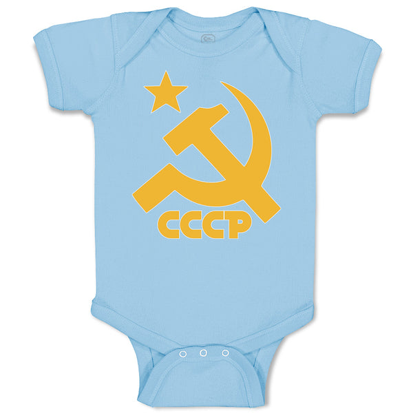 Baby Clothes C.C.C.P Symbol Hammer Sickle and Yellow Star Baby Bodysuits Cotton