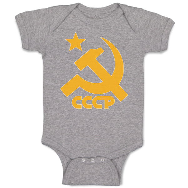 Baby Clothes C.C.C.P Symbol Hammer Sickle and Yellow Star Baby Bodysuits Cotton