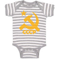 Baby Clothes C.C.C.P Symbol Hammer Sickle and Yellow Star Baby Bodysuits Cotton