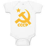 Baby Clothes C.C.C.P Symbol Hammer Sickle and Yellow Star Baby Bodysuits Cotton