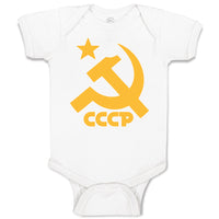 Baby Clothes C.C.C.P Symbol Hammer Sickle and Yellow Star Baby Bodysuits Cotton