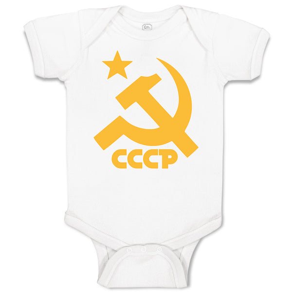 Baby Clothes C.C.C.P Symbol Hammer Sickle and Yellow Star Baby Bodysuits Cotton