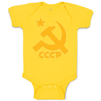 Baby Clothes C.C.C.P Symbol Hammer Sickle and Yellow Star Baby Bodysuits Cotton