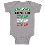 Baby Clothes Come on Italy Sport Soccer Ball Flag of Italy Baby Bodysuits Cotton