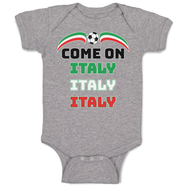 Baby Clothes Come on Italy Sport Soccer Ball Flag of Italy Baby Bodysuits Cotton