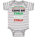Baby Clothes Come on Italy Sport Soccer Ball Flag of Italy Baby Bodysuits Cotton