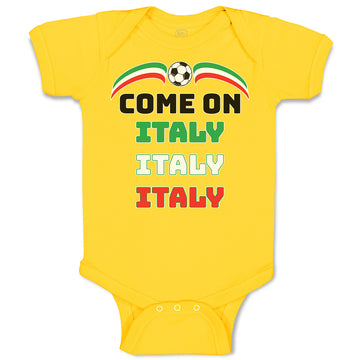 Baby Clothes Come on Italy Sport Soccer Ball Flag of Italy Baby Bodysuits Cotton