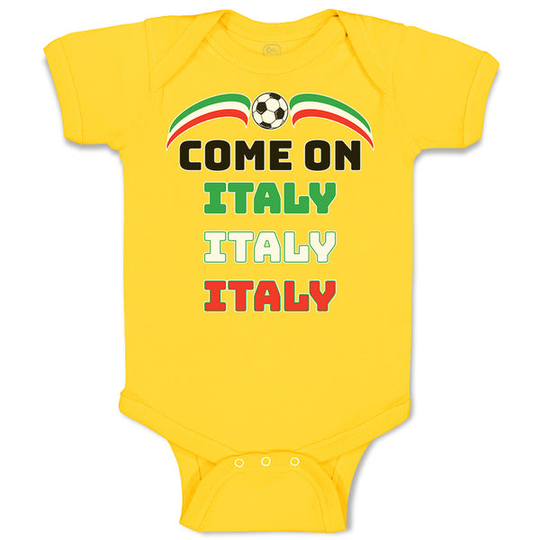 Baby Clothes Come on Italy Sport Soccer Ball Flag of Italy Baby Bodysuits Cotton