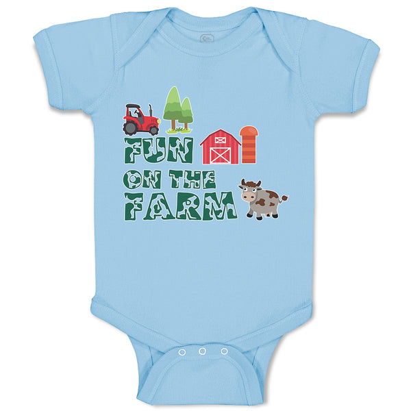 Baby Clothes Fun on The Farm with A Barn, House, Windmill, Cow and A Tractor