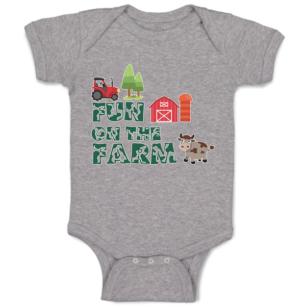 Baby Clothes Fun on The Farm with A Barn, House, Windmill, Cow and A Tractor