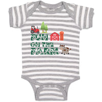 Baby Clothes Fun on The Farm with A Barn, House, Windmill, Cow and A Tractor