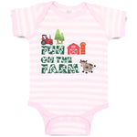 Baby Clothes Fun on The Farm with A Barn, House, Windmill, Cow and A Tractor