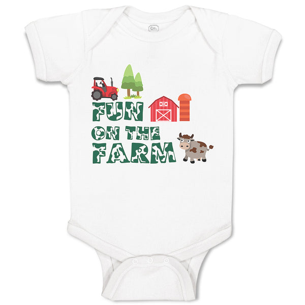 Baby Clothes Fun on The Farm with A Barn, House, Windmill, Cow and A Tractor