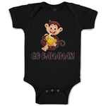 Baby Clothes Go Bananas! An Happy Monkey Sitting and Eating Banana Cotton