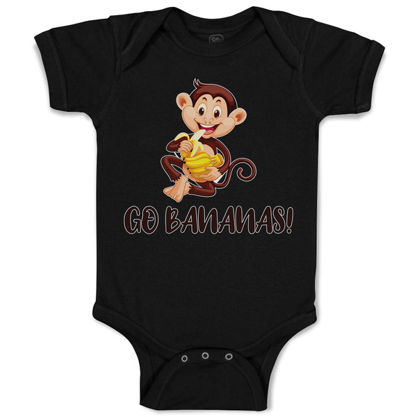 Baby Clothes Go Bananas! An Happy Monkey Sitting and Eating Banana Cotton