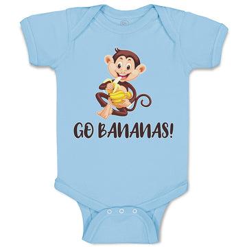 Baby Clothes Go Bananas! An Happy Monkey Sitting and Eating Banana Cotton