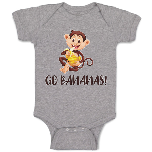 Baby Clothes Go Bananas! An Happy Monkey Sitting and Eating Banana Cotton