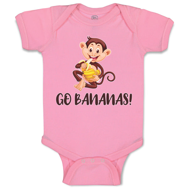 Baby Clothes Go Bananas! An Happy Monkey Sitting and Eating Banana Cotton