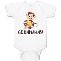 Baby Clothes Go Bananas! An Happy Monkey Sitting and Eating Banana Cotton