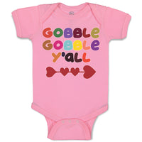 Baby Clothes Gobble Gobble Y'All Love Pattern with Heart Baby Bodysuits Cotton