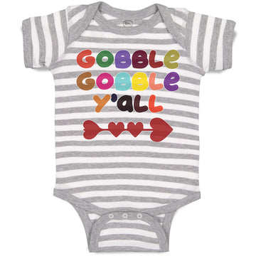 Baby Clothes Gobble Gobble Y'All Love Pattern with Heart Baby Bodysuits Cotton